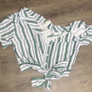 Green and white striped crop